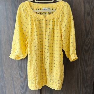 Chico's Bright Yellow Eyelet Tunic Top or Beach Cover, Pockets, Large